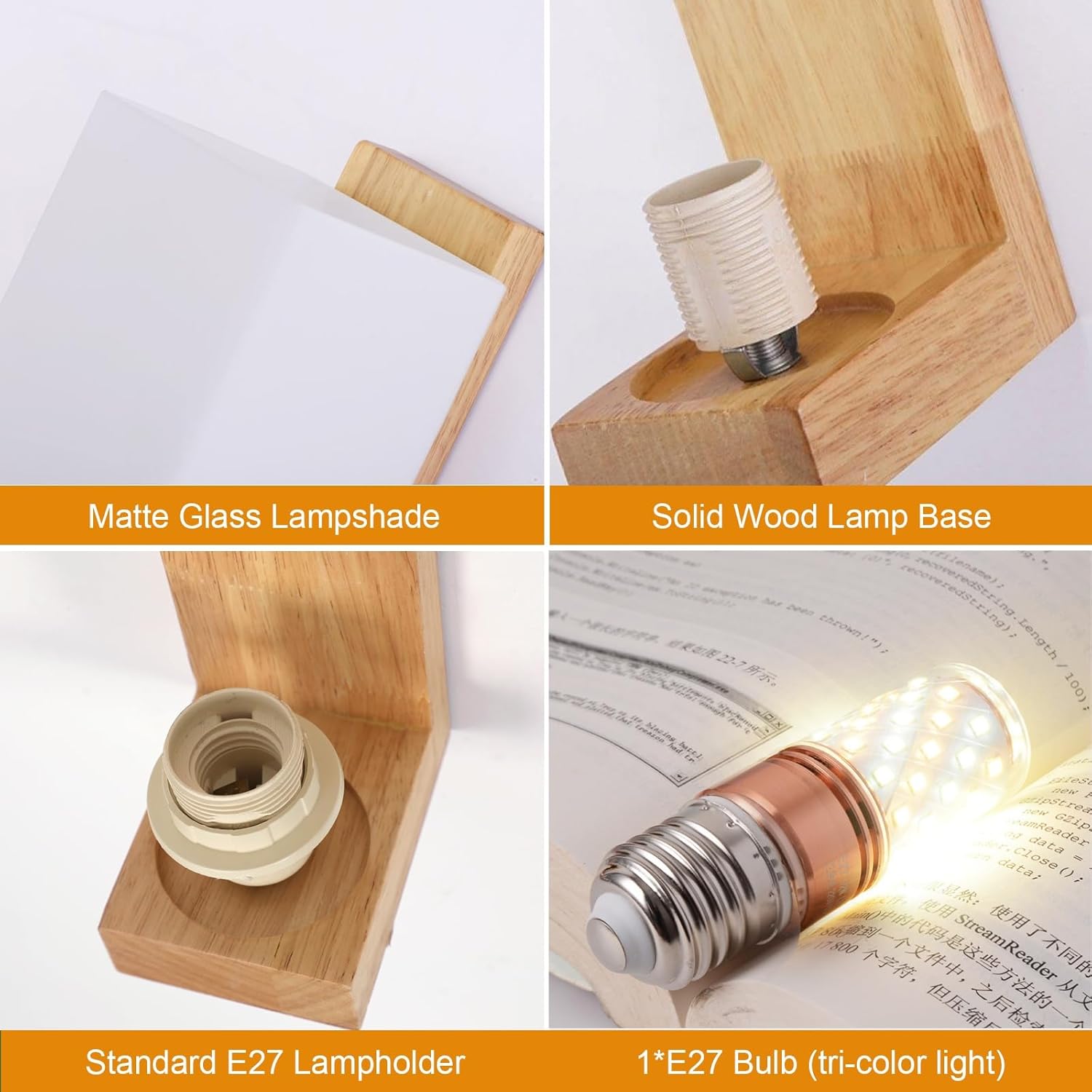 Wall Light - Wood Glass Frame, Tunable