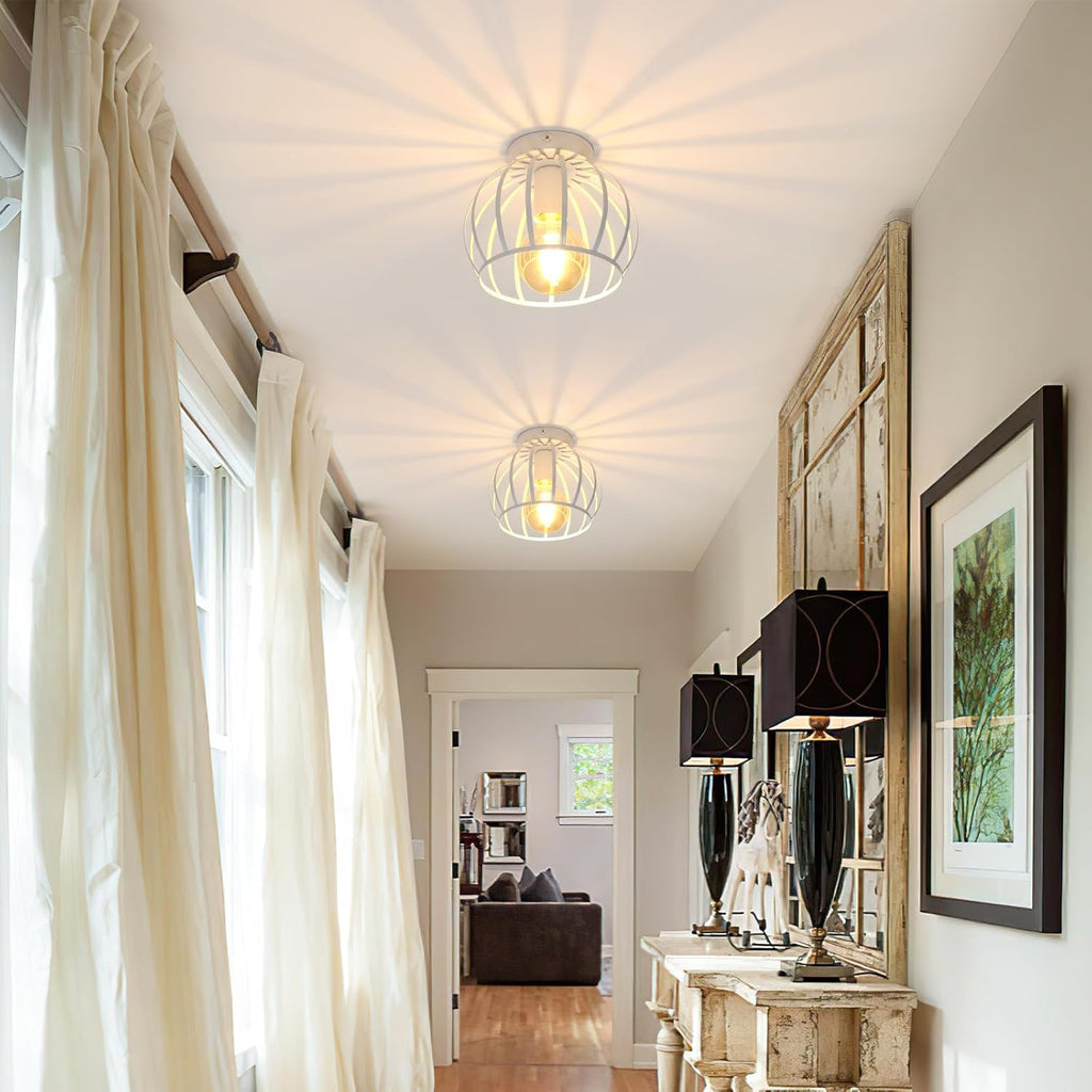 Ceiling Light - White Metal Frame