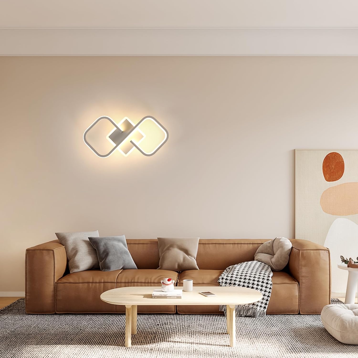 Ceiling Light - White Acrylic Frame, Warm Light