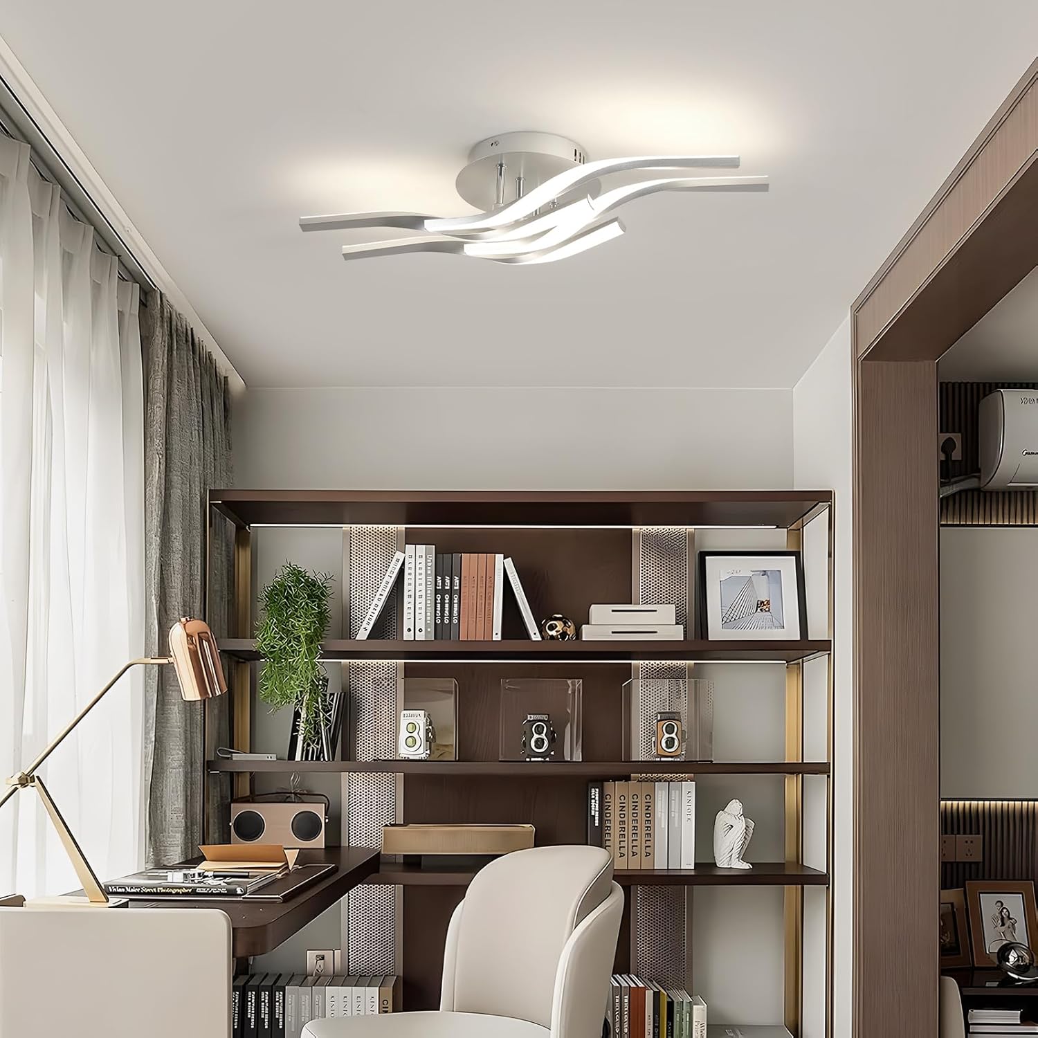 Ceiling Light - Silver Aluminium Frame, Natural Light