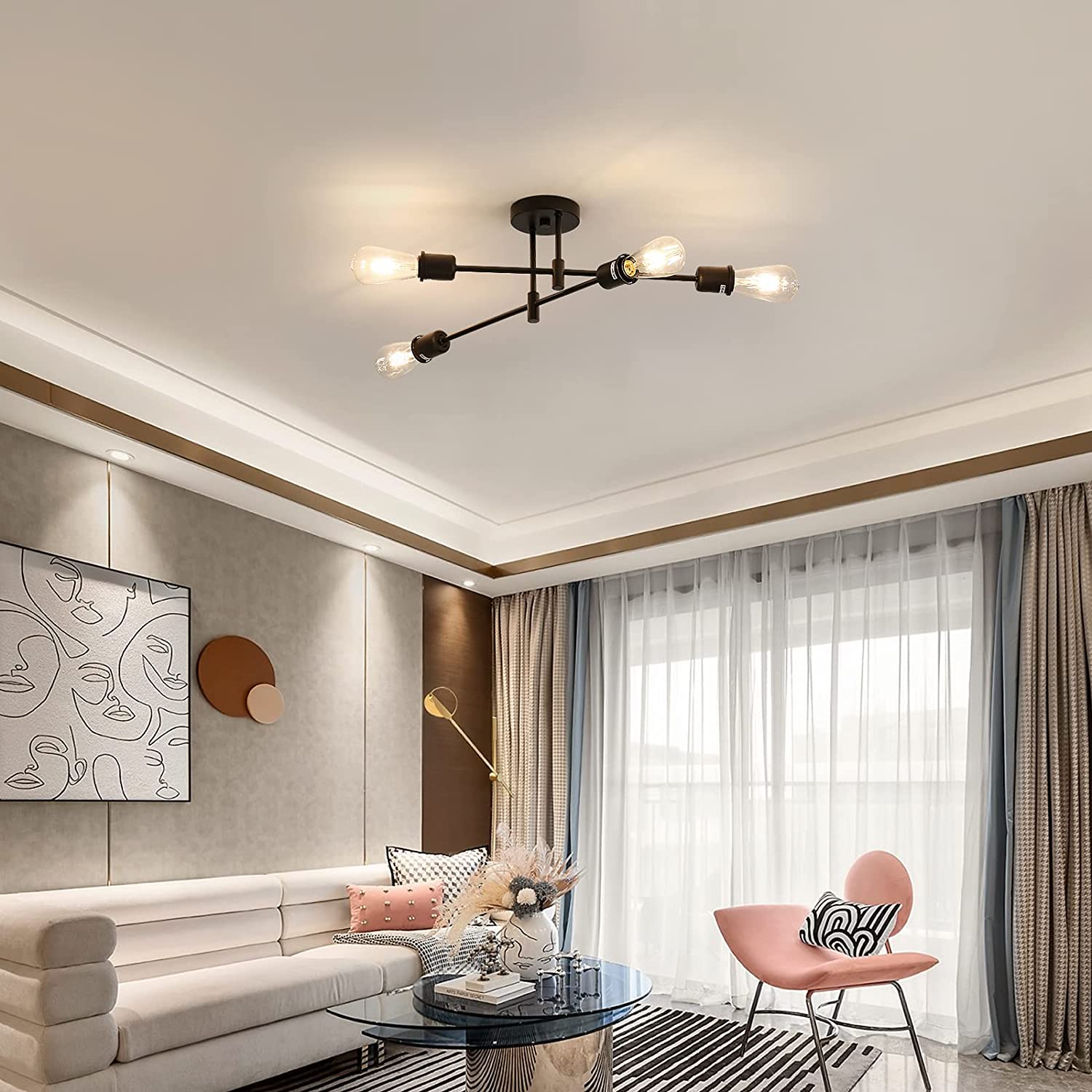 Ceiling Light - Black Metal Frame
