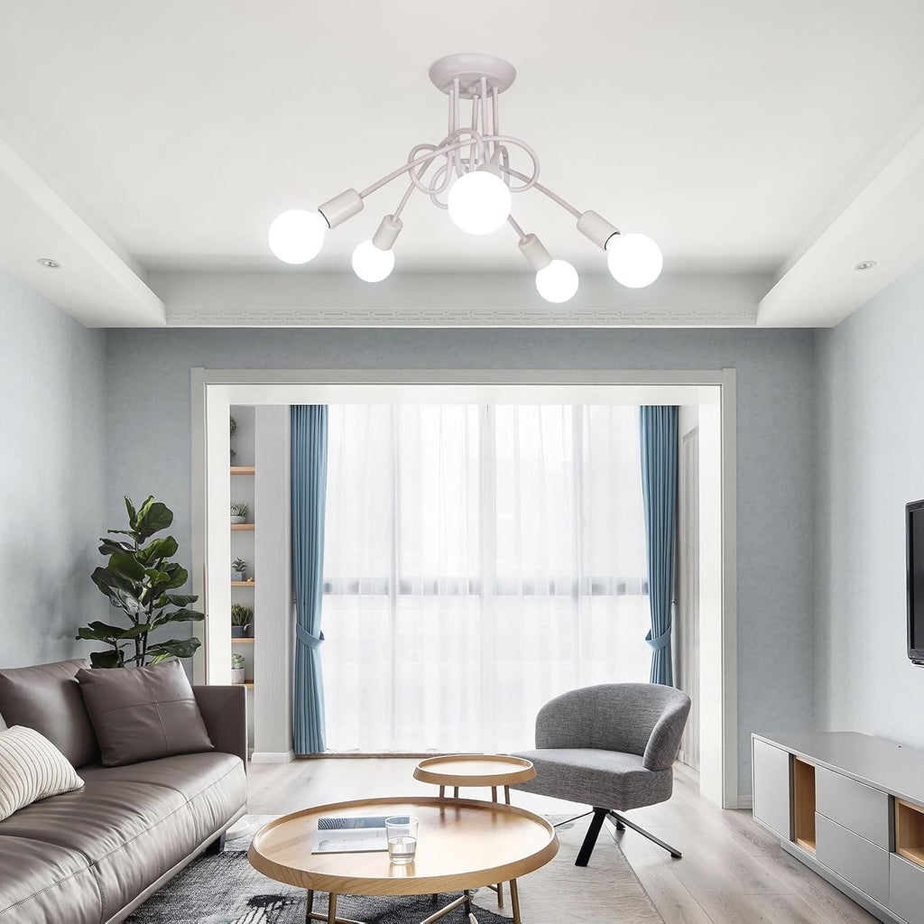 Ceiling Light - White Metal Frame