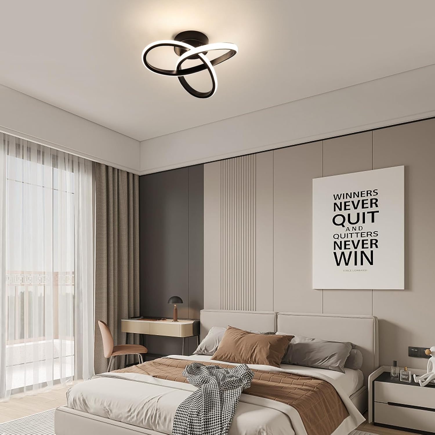 Ceiling Light - Black Aluminium Frame, Natural Light