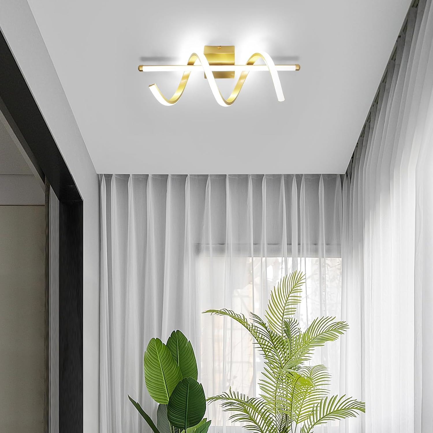 Wall Light - Gold Aluminium Frame, White Light