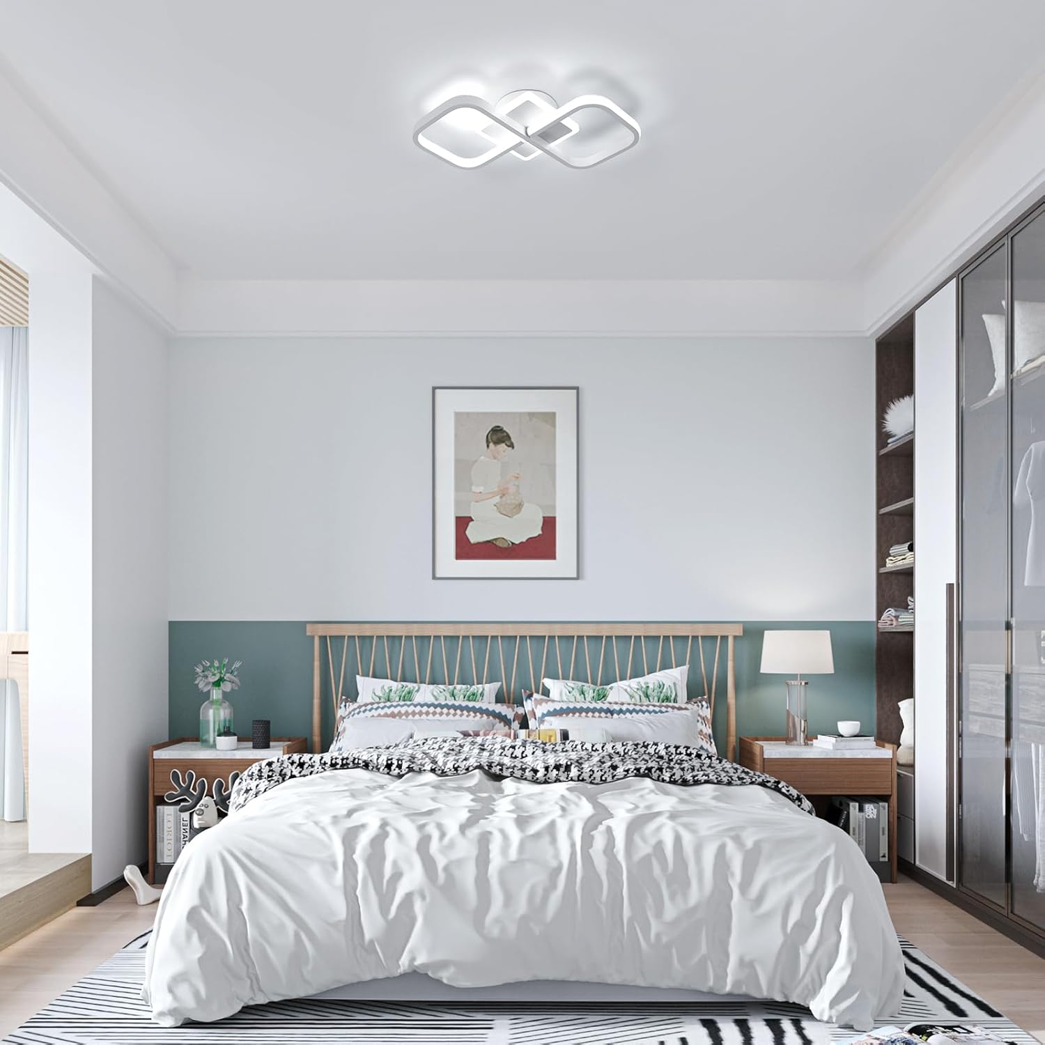 Ceiling Light - White Acrylic Frame, Tunable and Dimmable