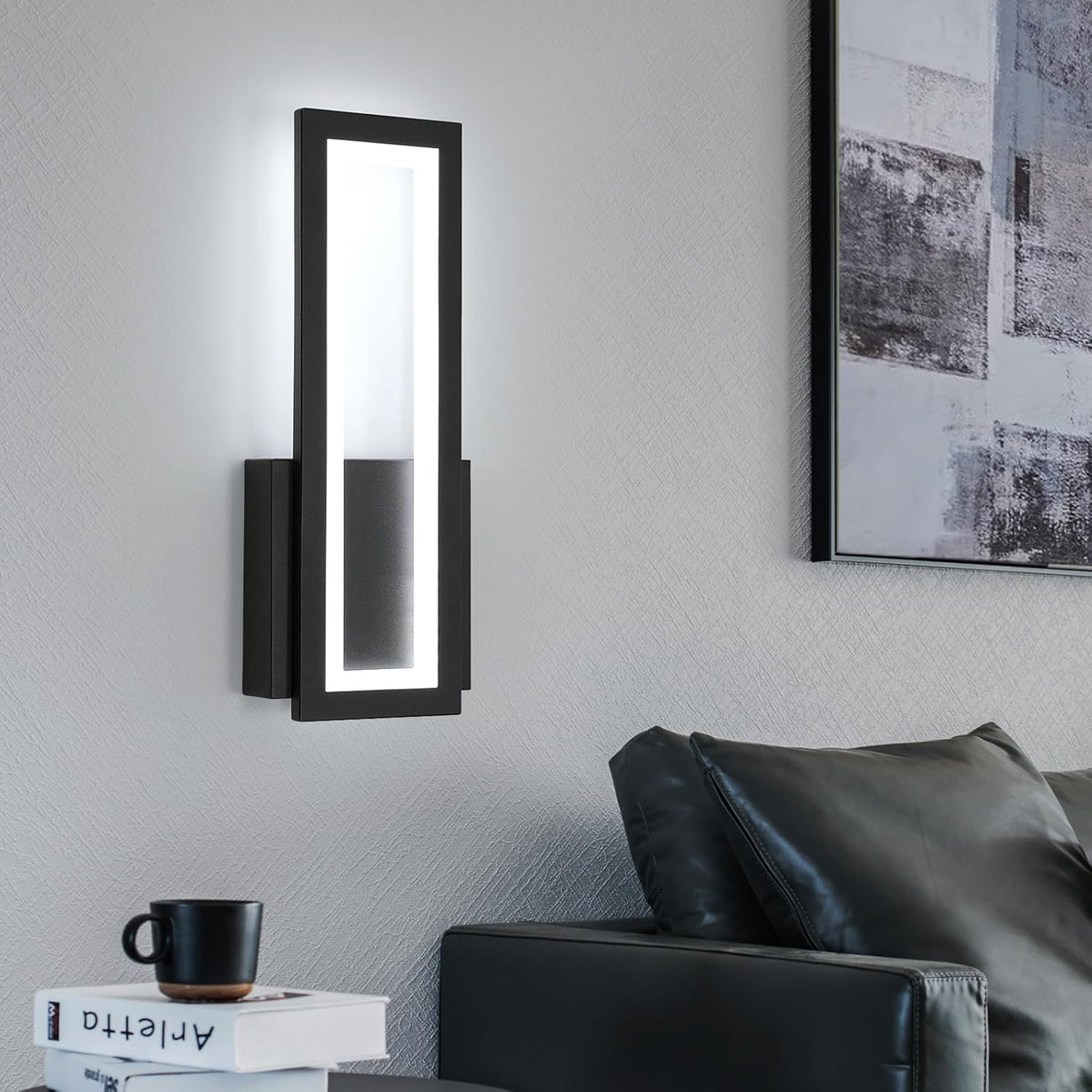 Wall Light - Black Acrylic Frame, White Light