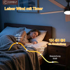 Ceiling Fan Light - Black Wood Frame, Tunable and Dimmable