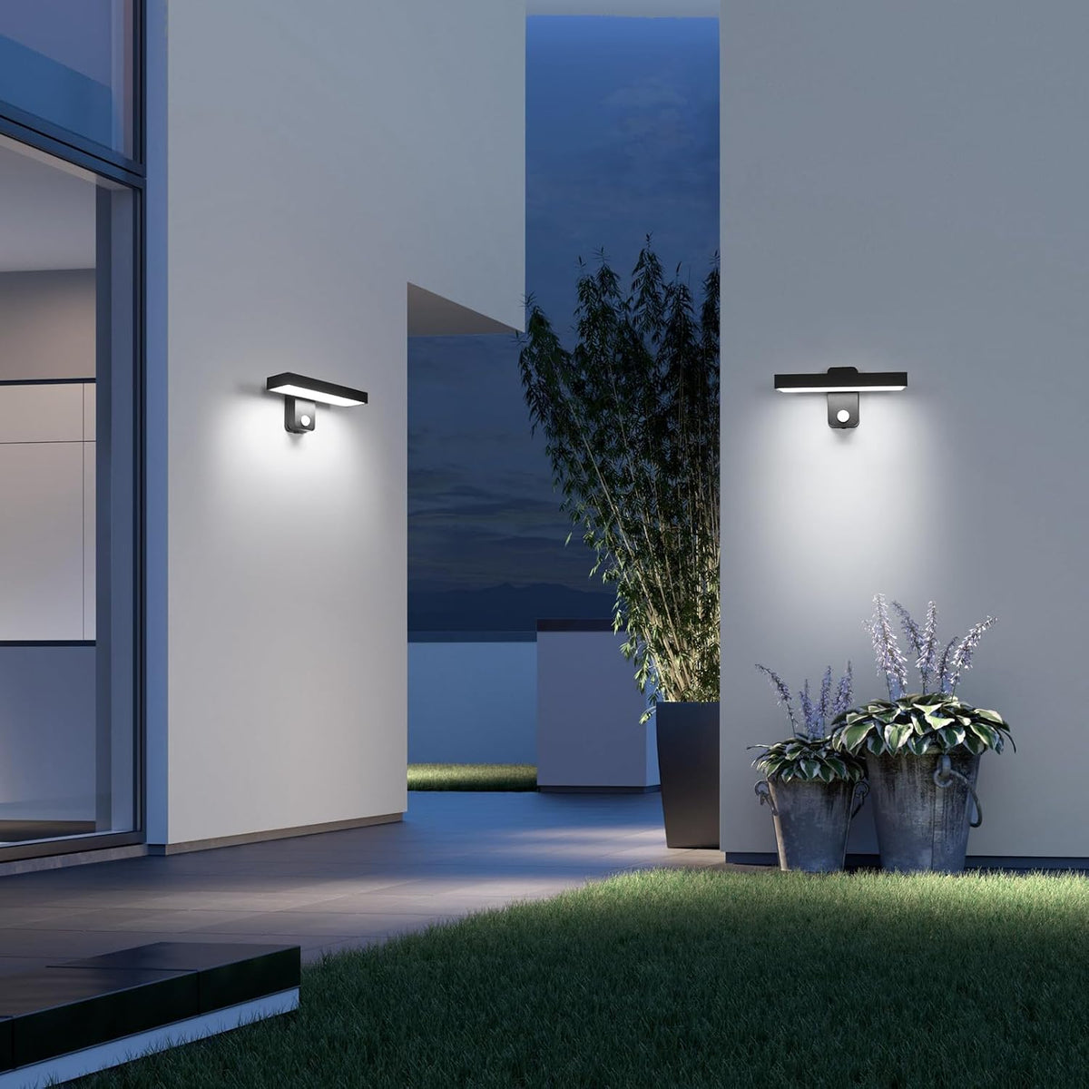 Wall Light - Black Aluminium Frame, White Light