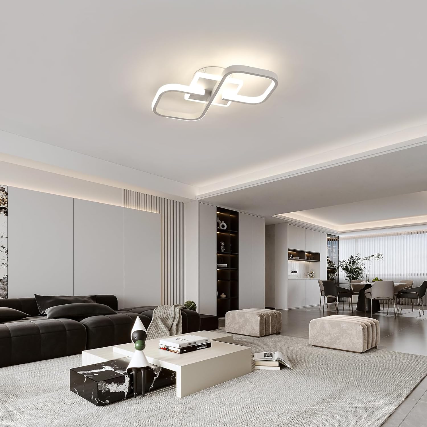 Ceiling Light - White Acrylic Frame, Natural Light