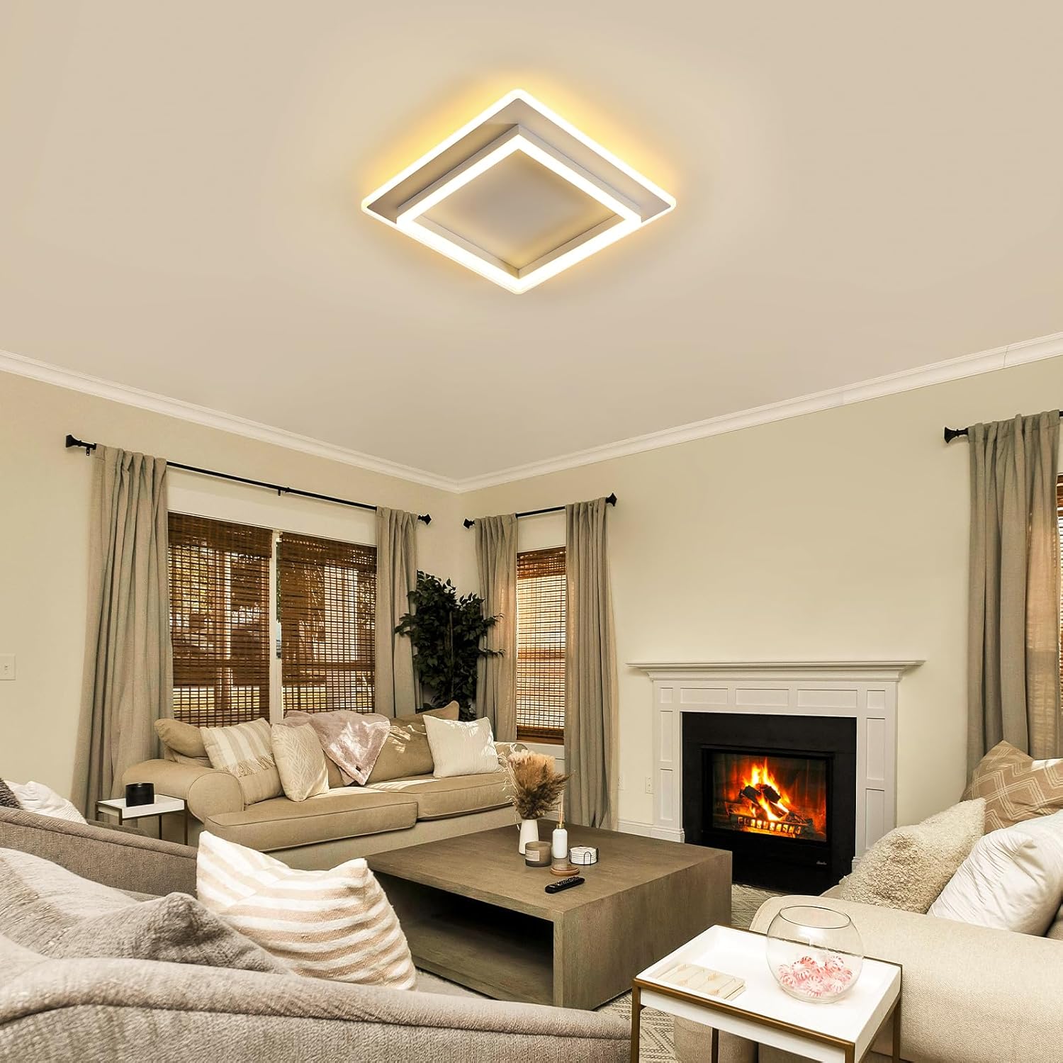 Ceiling Light - White Acrylic Frame, Tunable and Dimmable