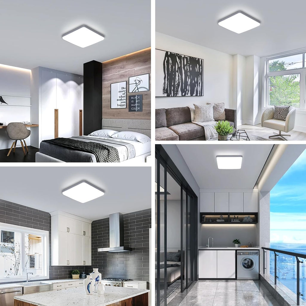 Ceiling Light - White Plastic Frame, White Light
