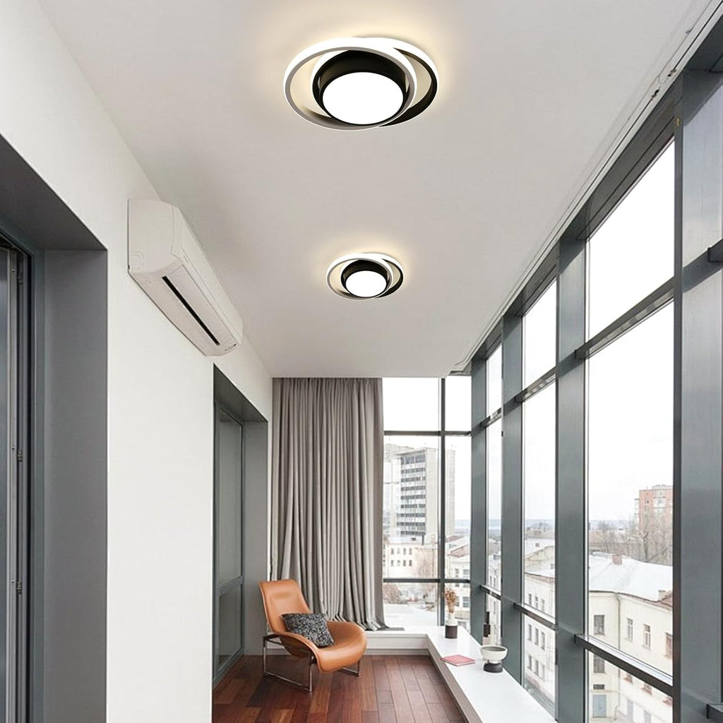 Ceiling Light - Black & White Aluminium Frame, Natural Light