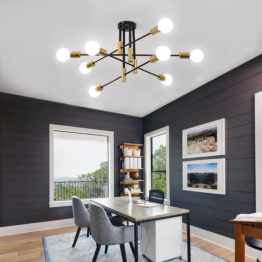 Ceiling Light - Black & Gold Metal Frame