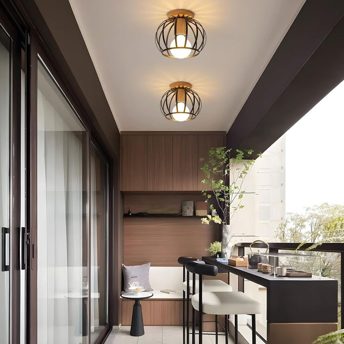 Ceiling Light - Black Metal Frame