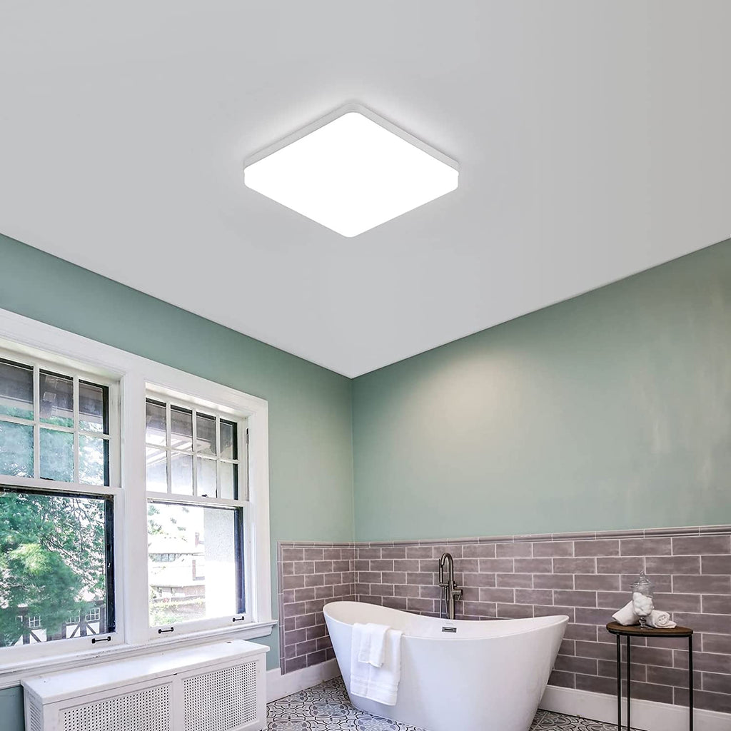 Ceiling Light - White Plastic Frame, White Light