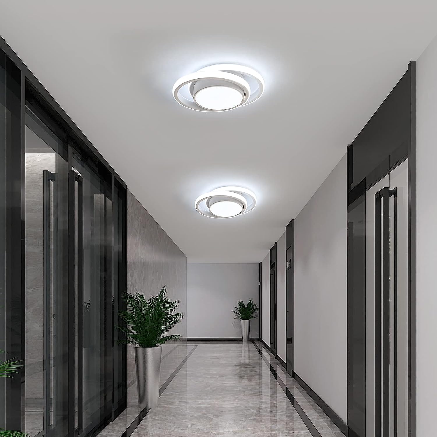 Ceiling Light - White Aluminium Frame, White Light