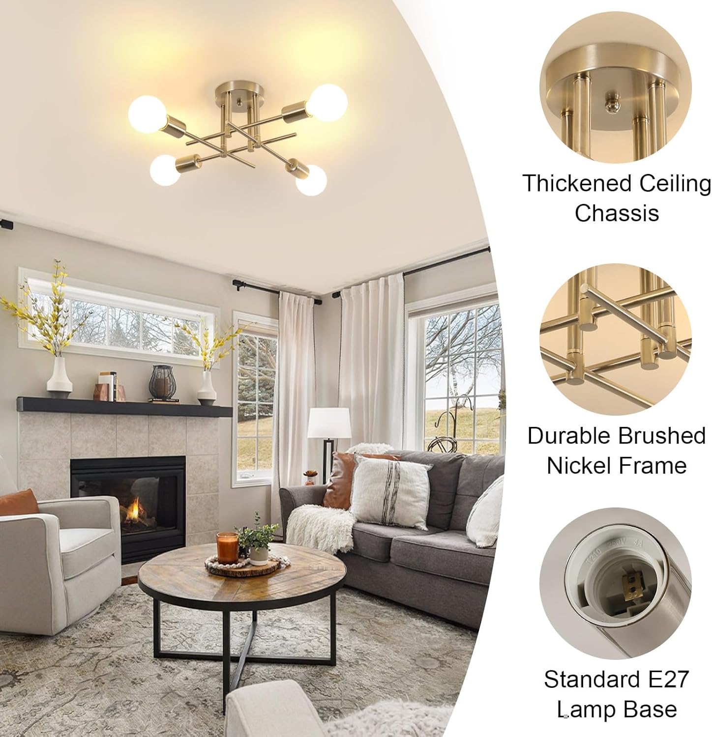 Ceiling Light - Gold Bronze Metal Frame