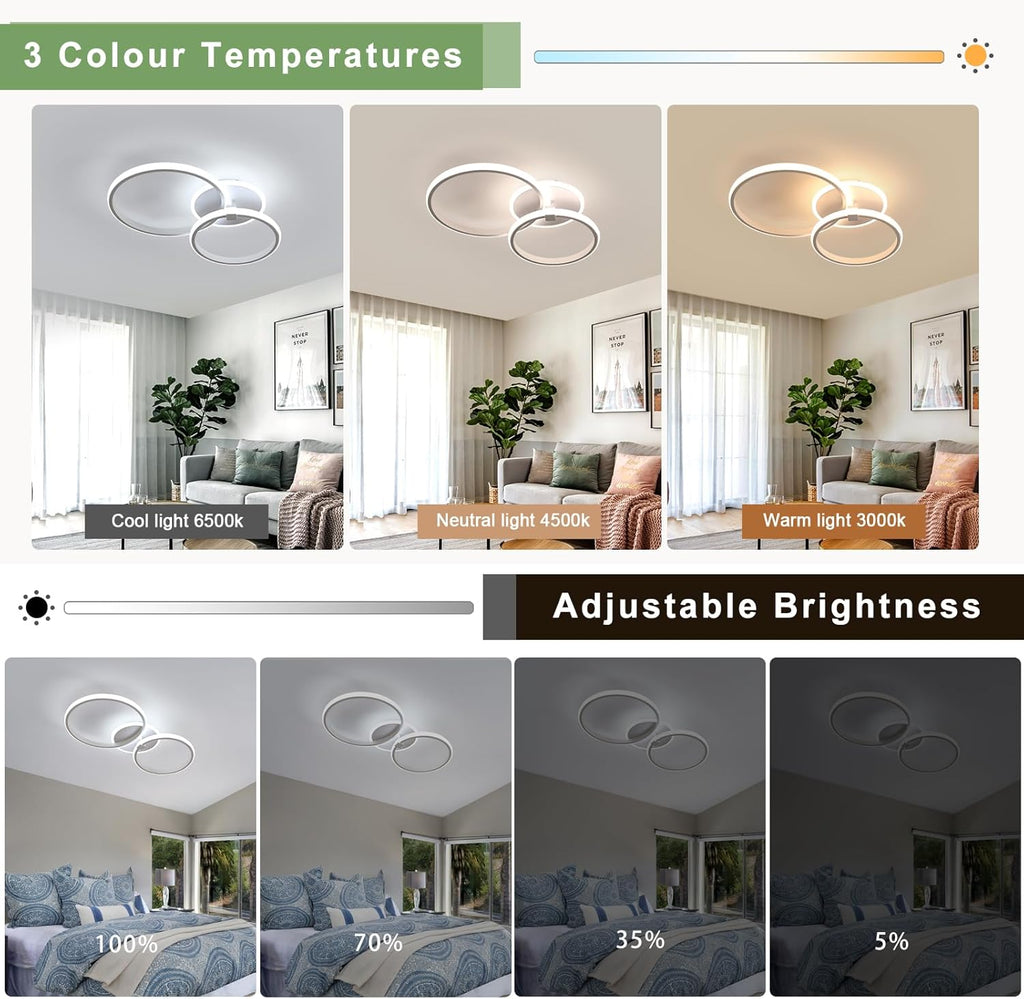 Ceiling Light - White Acrylic Frame, Tunable and Dimmable