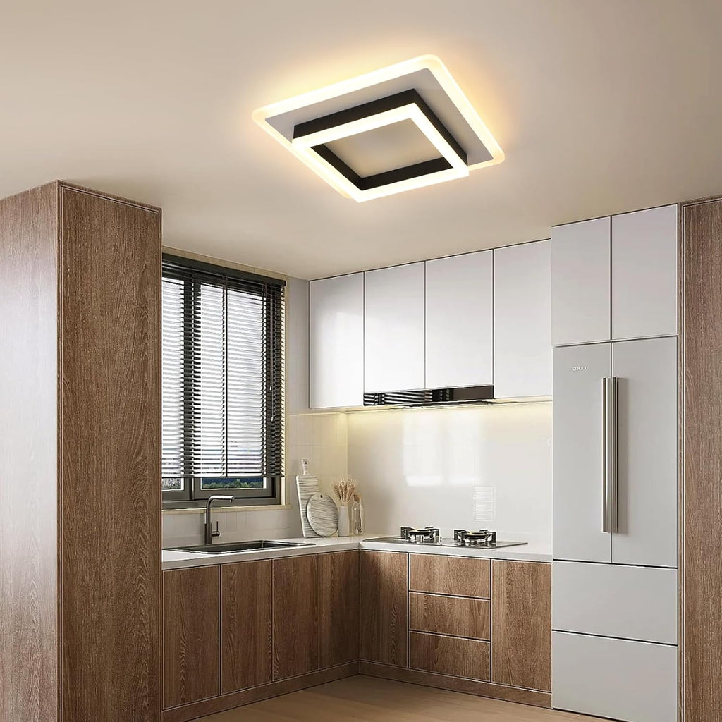 Ceiling Light - Black & White Acrylic Frame, Warm Light