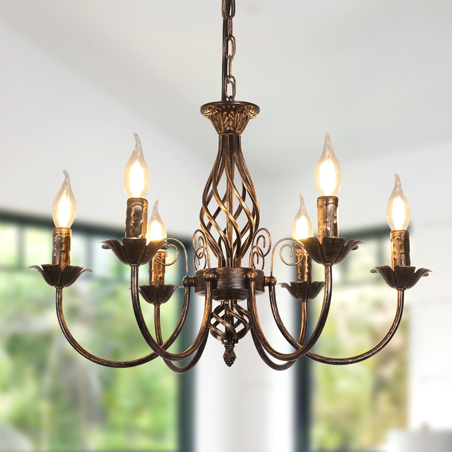 Chandeliers - Black & Gold Metal Frame