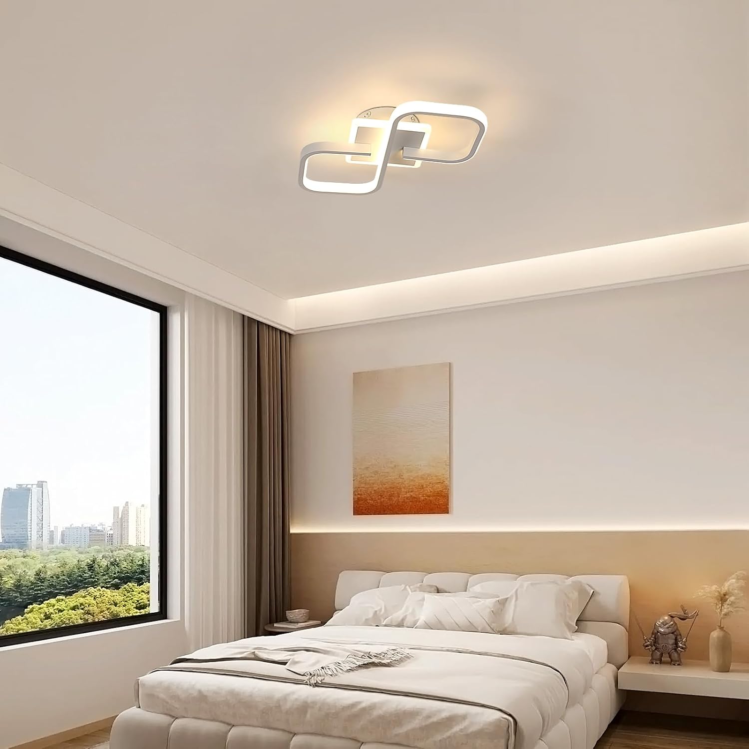 Ceiling Light - White Acrylic Frame, Warm Light