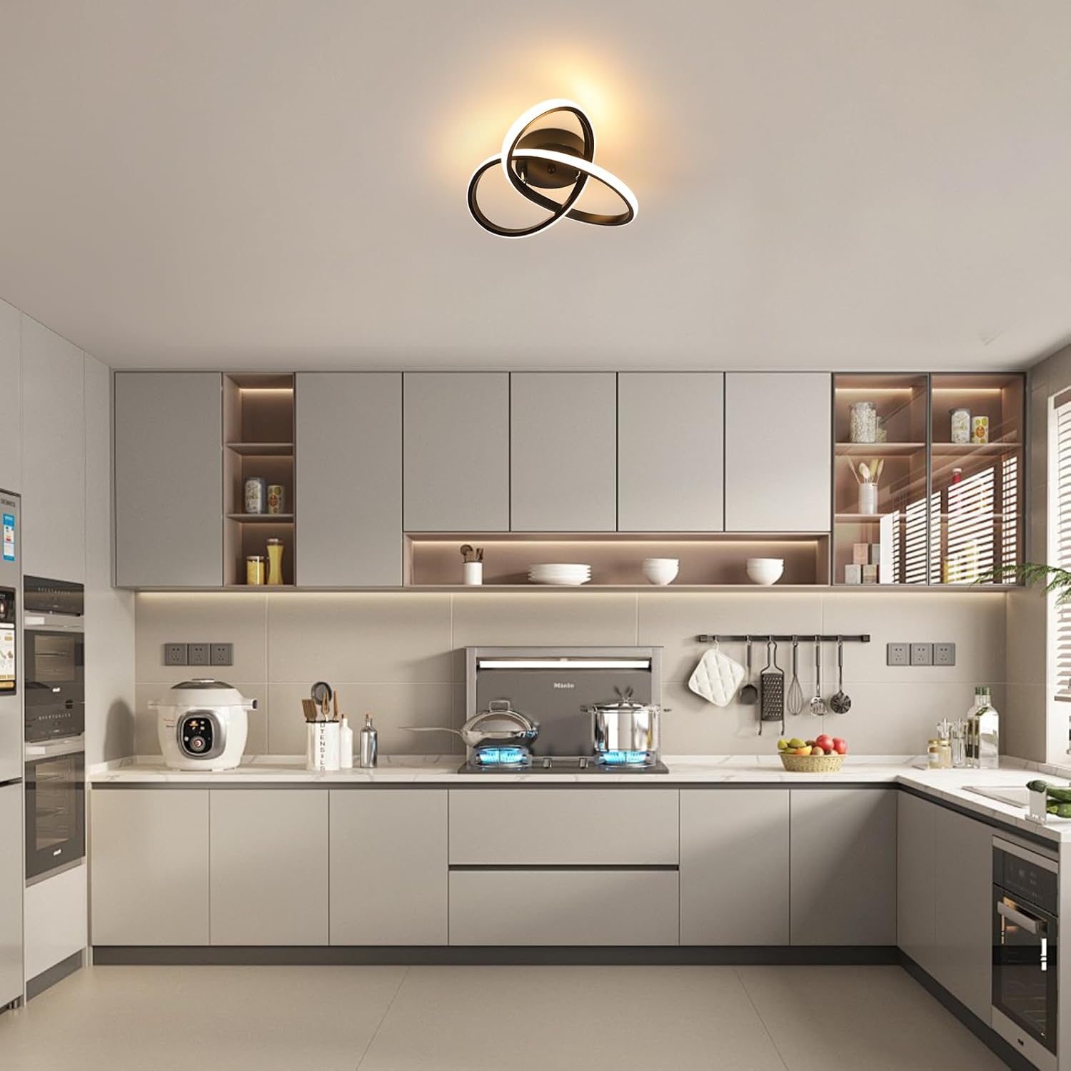 Ceiling Light - Black Aluminium Frame, Warm Light