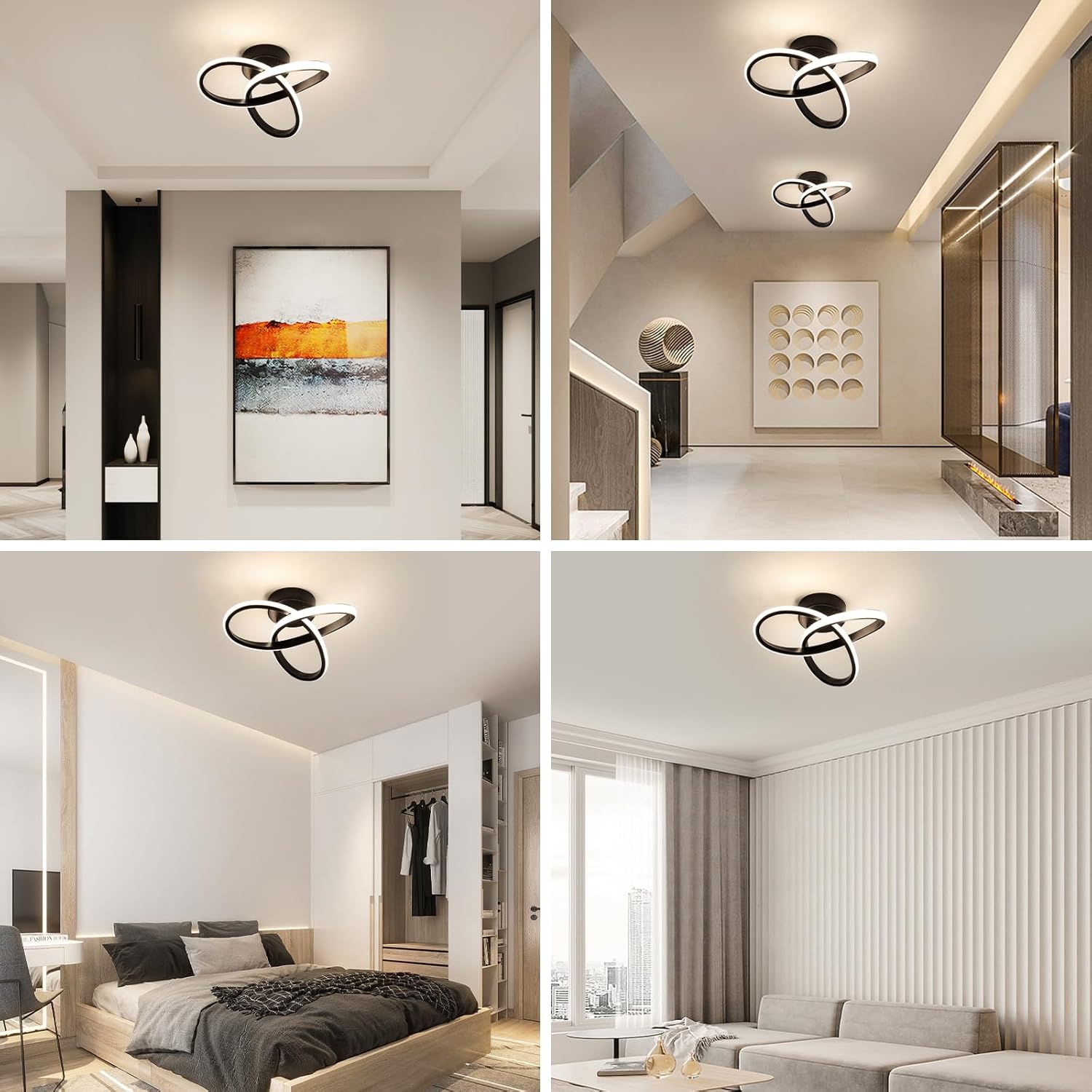 Ceiling Light - Black Aluminium Frame, Natural Light