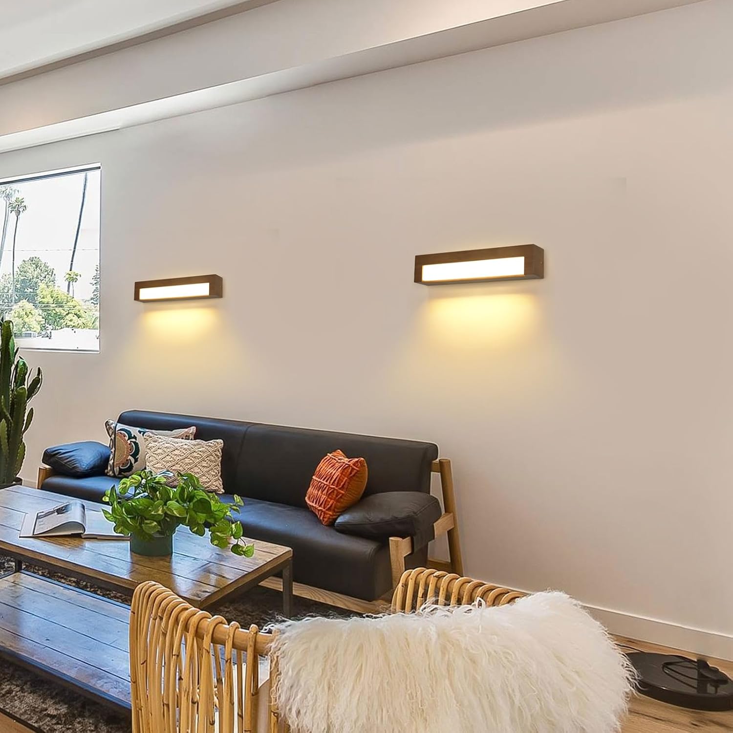 Wall Light - Wood Frame, Warm Light