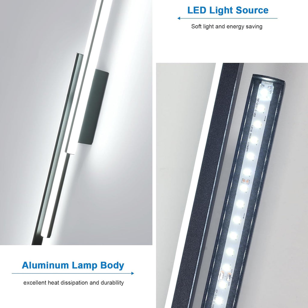 Wandleuchte - schwarzer Aluminiumrahmen, weißes Licht