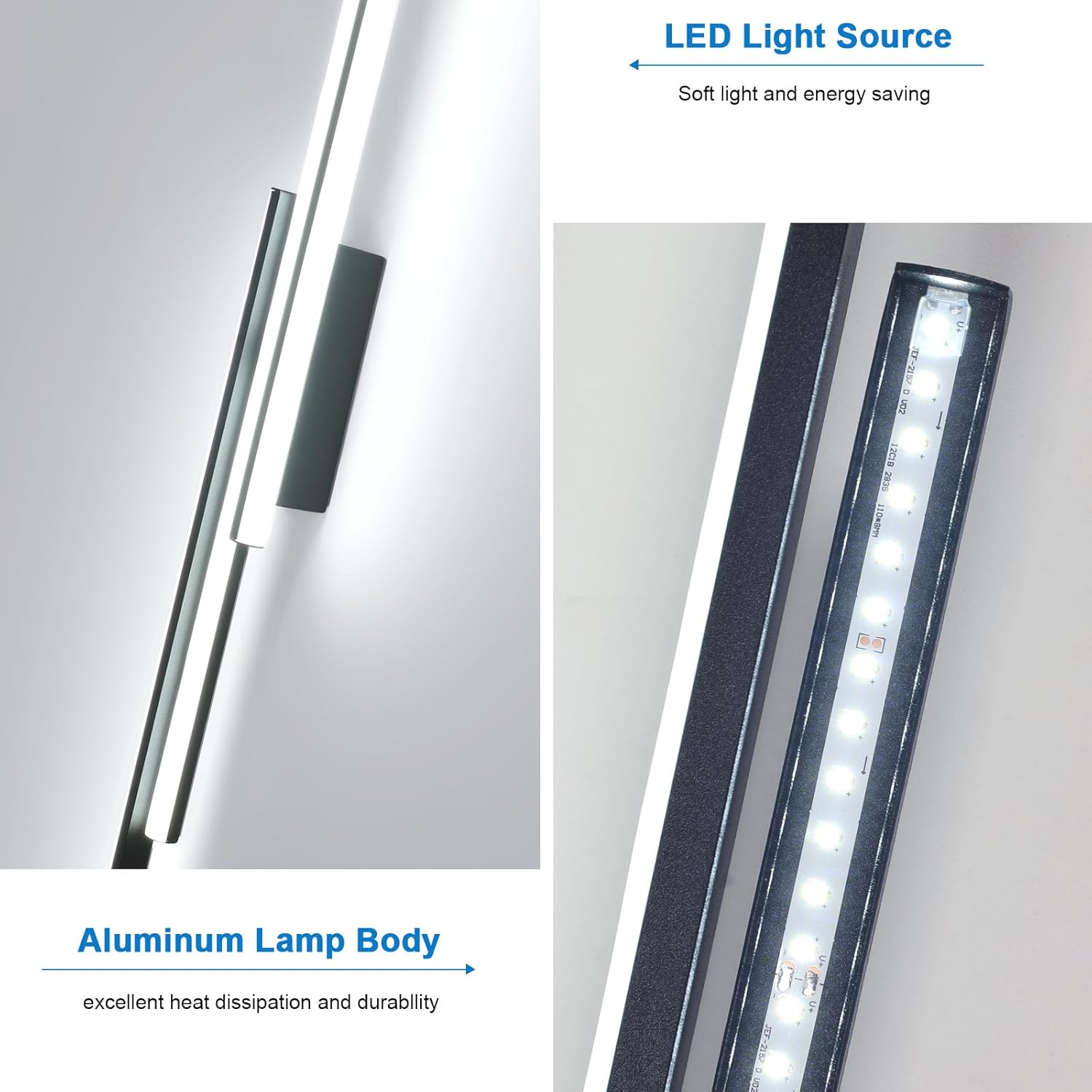 Wandleuchte - schwarzer Aluminiumrahmen, weißes Licht