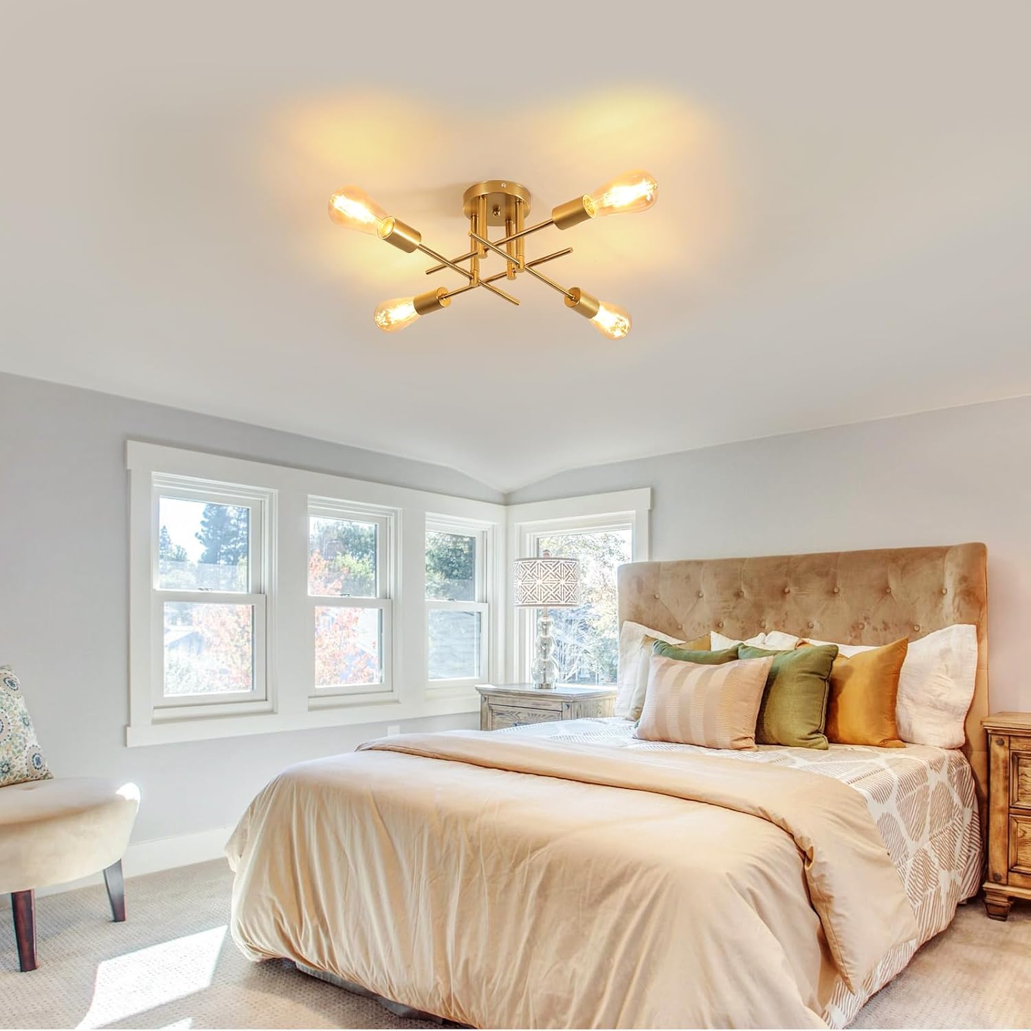 Ceiling Light - Gold Metal Frame