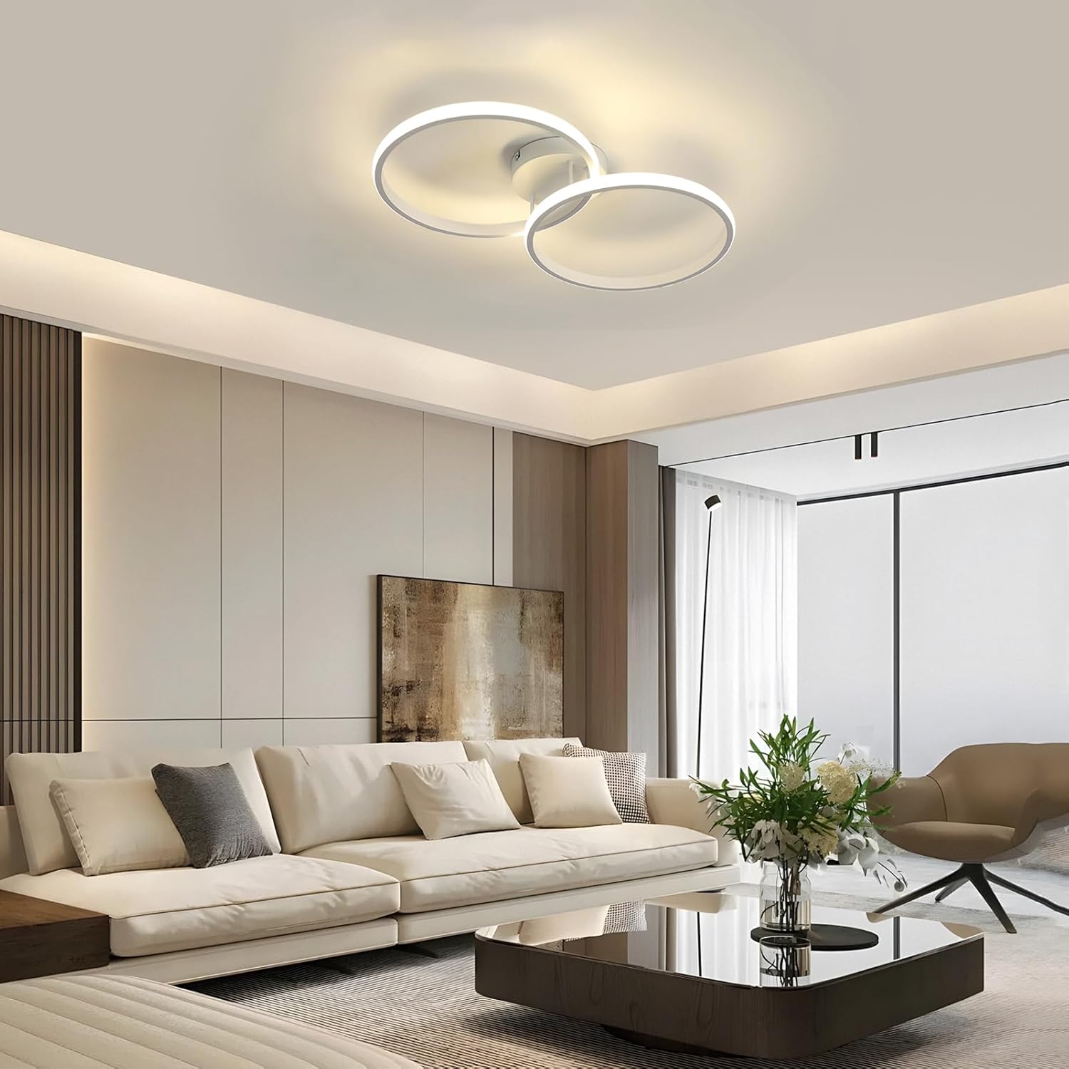 Ceiling Light - White Aluminium Frame, Natural Light