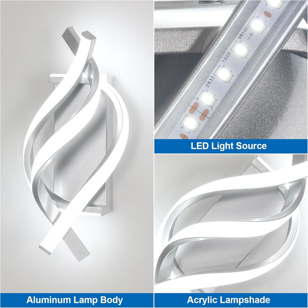 Wall Light - Silver Aluminium Frame, White Light