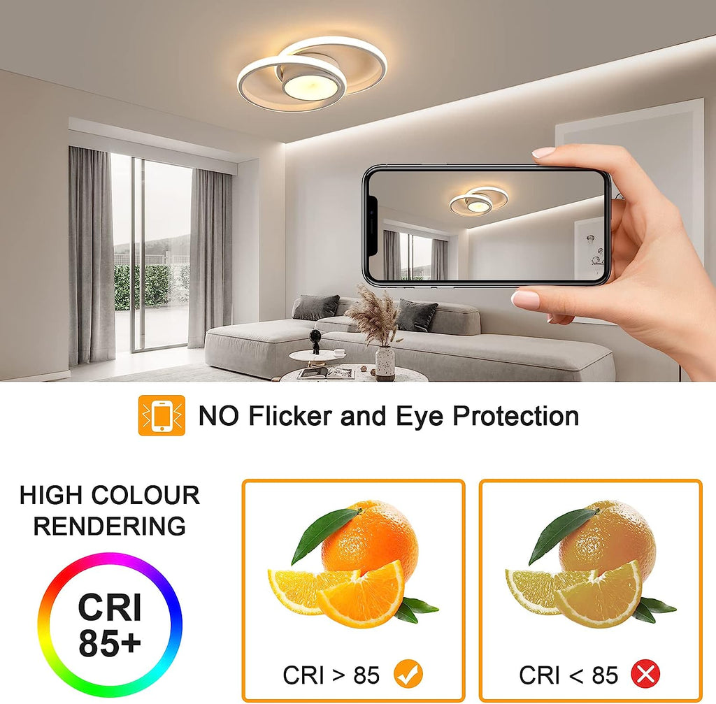 Ceiling Light - White Metal Frame, Tunable and Dimmable