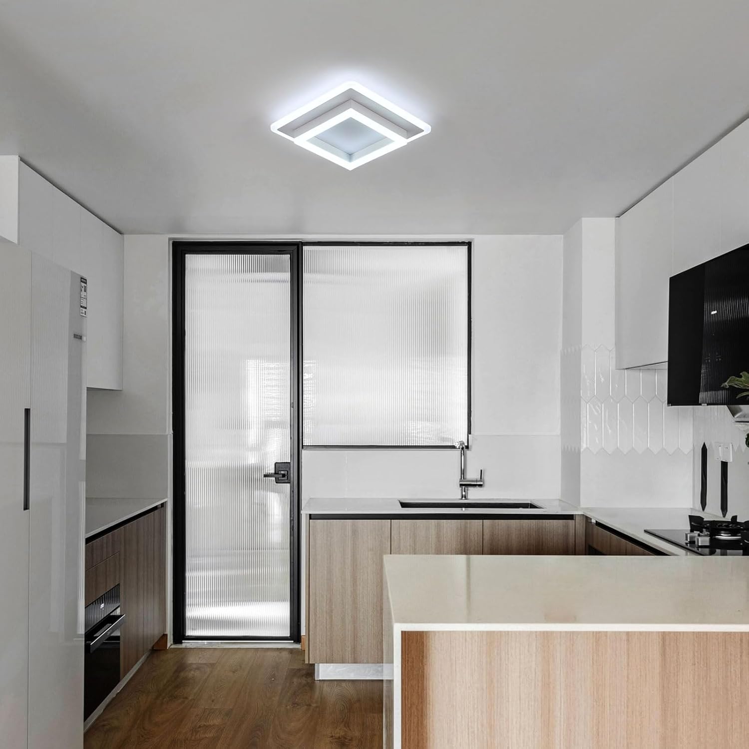 Ceiling Light - White Acrylic Frame, White Light