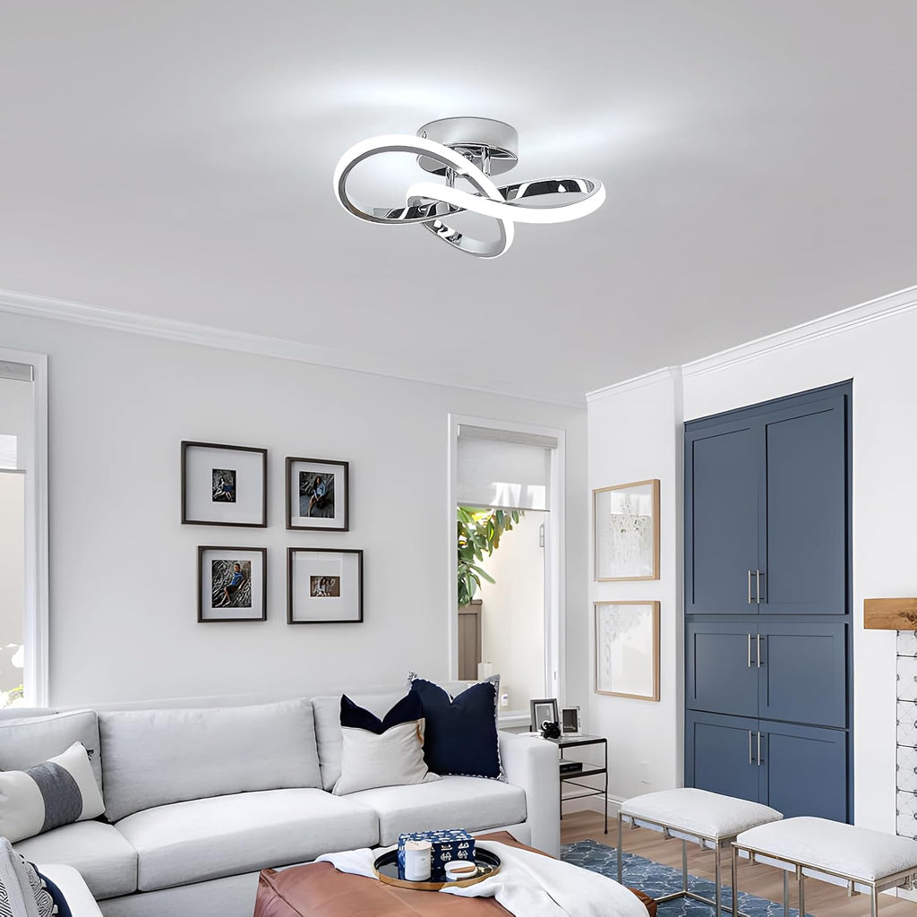 Ceiling Light - Chrome Aluminium Frame, White Light