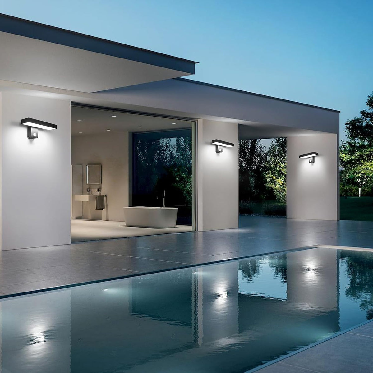 Wall Light - Black Aluminium Frame, White Light