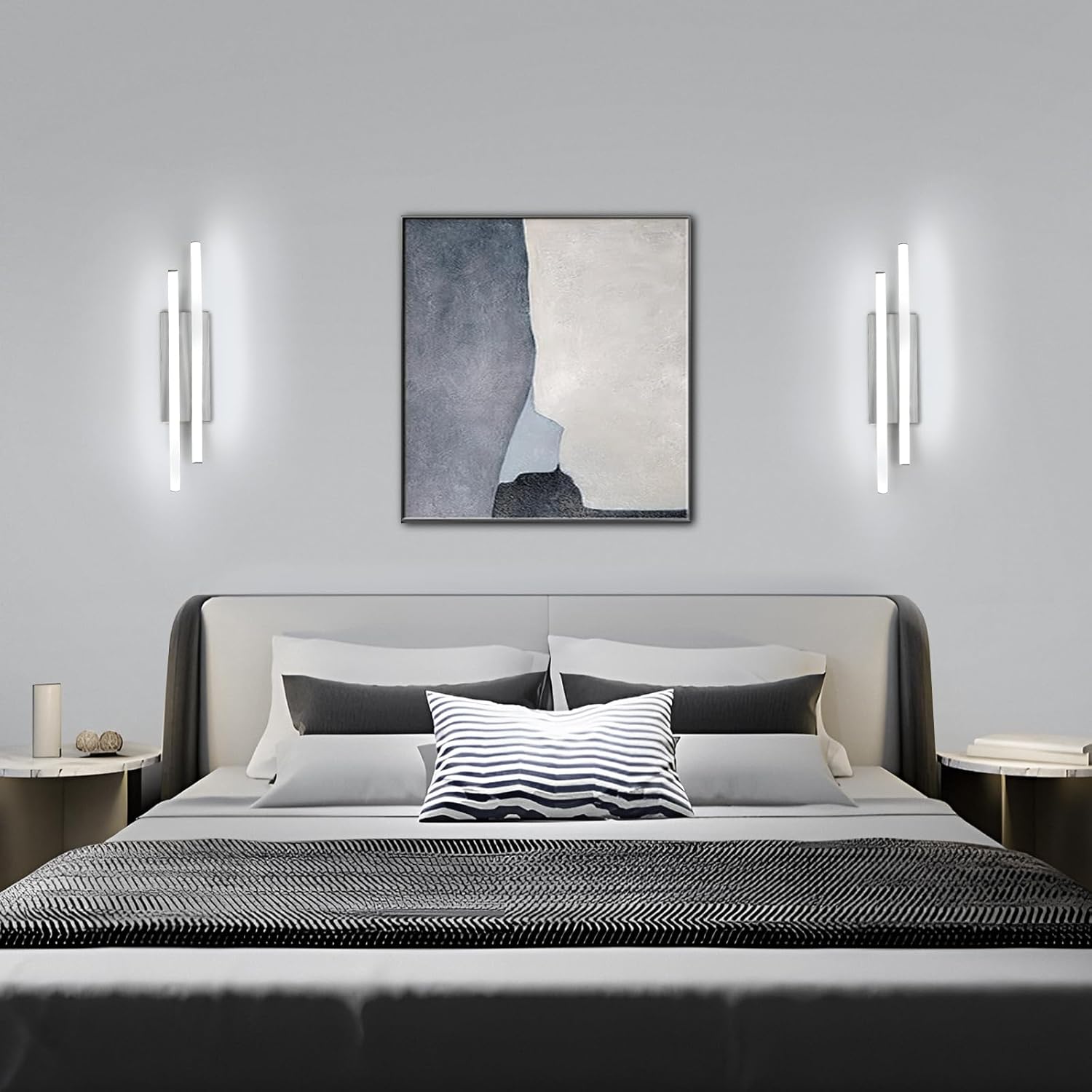 Wall Light - Silver Aluminium Frame, White Light