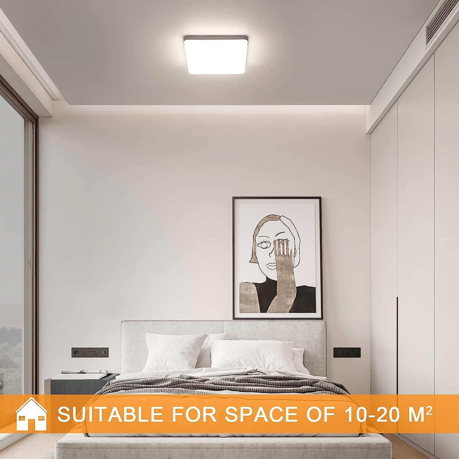 Comely Plafonnier LED, 36W 4050LM Lampe de Plafond LED Carré, Moderne Luminaire Plafonnier LED pour Salon, Chambre à Coucher, Balcon, Cuisine, Lumière Nnaturelle 4000K
