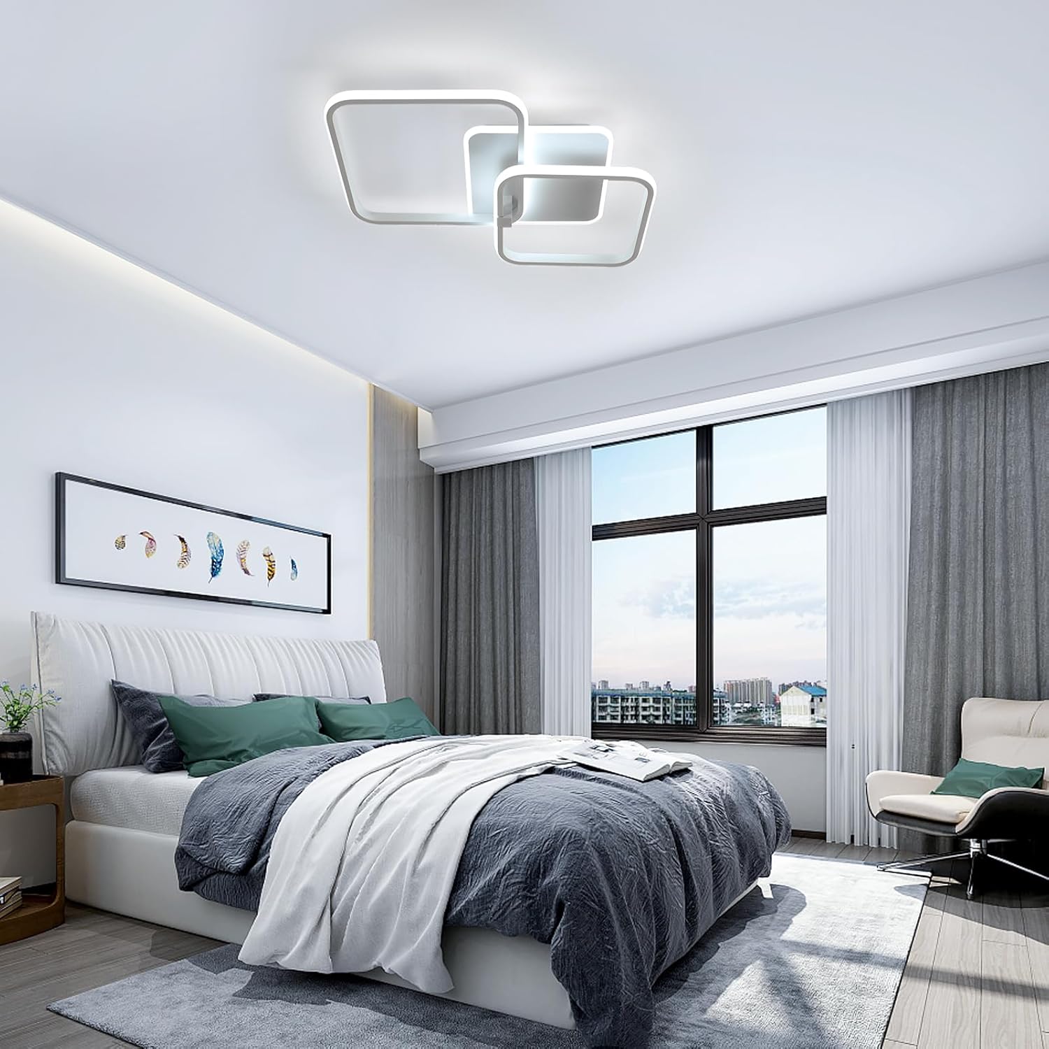 Ceiling Light - White Acrylic Frame, White Light