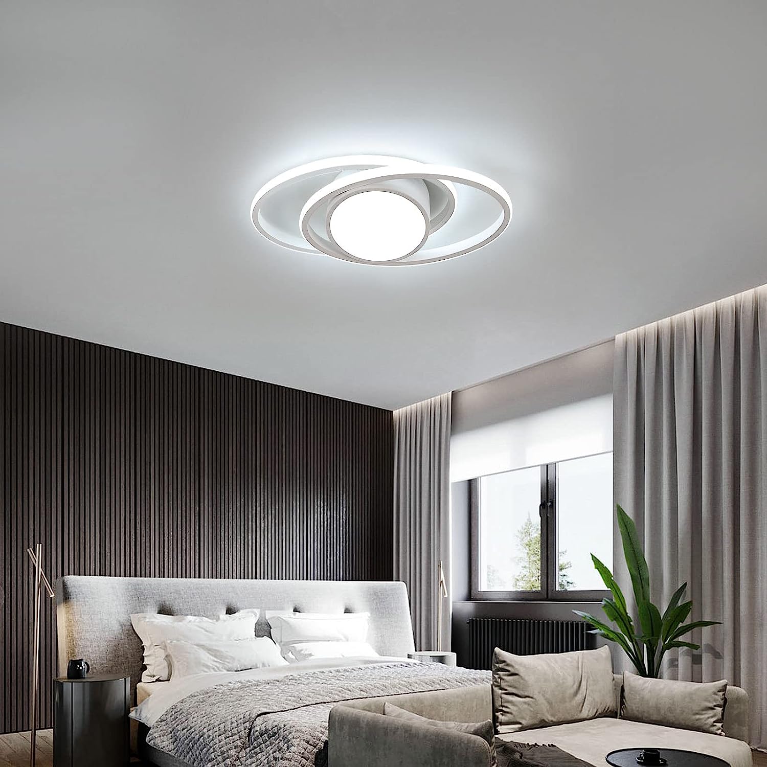 Ceiling Light - White Metal Frame, White Light