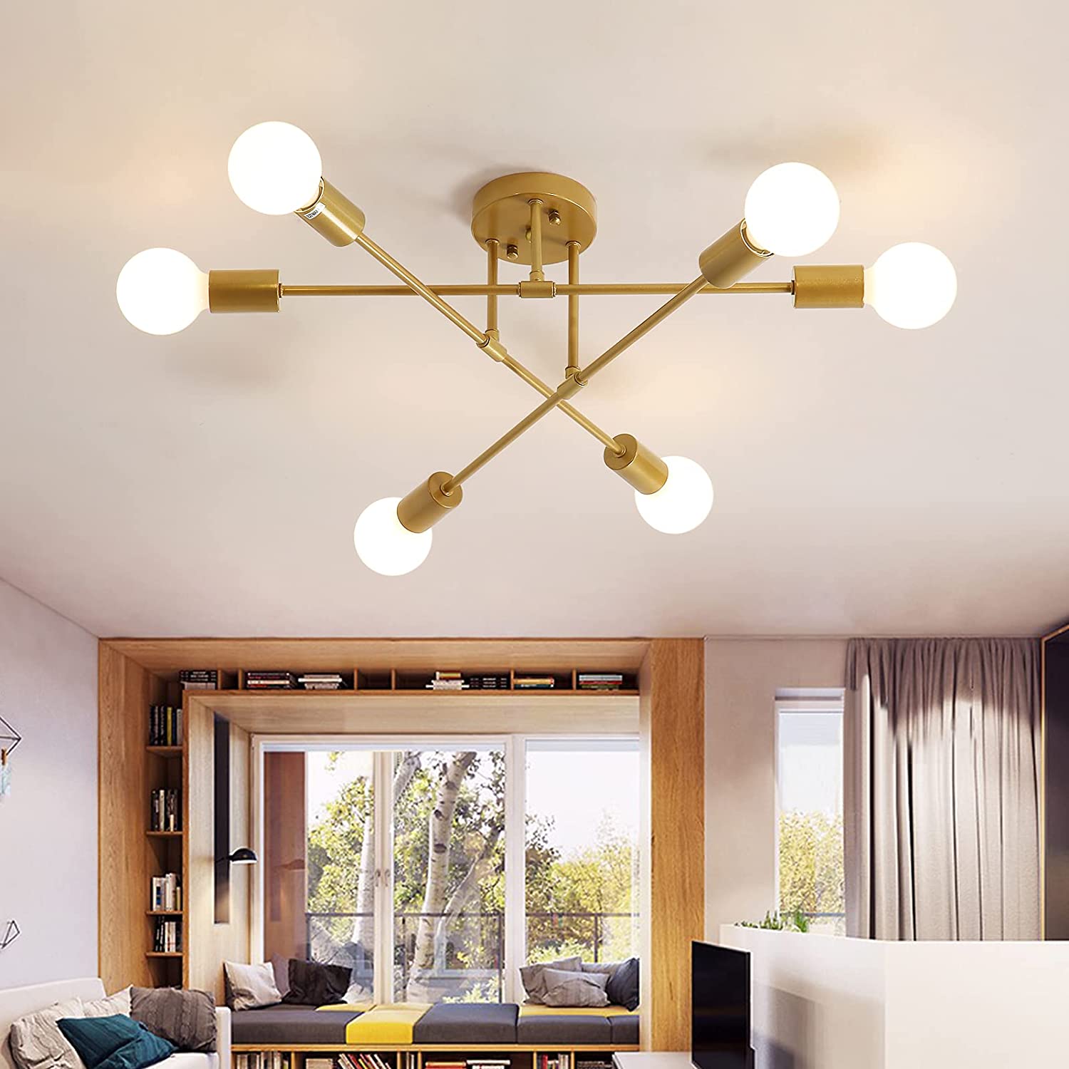 Ceiling Light - Gold Metal Frame