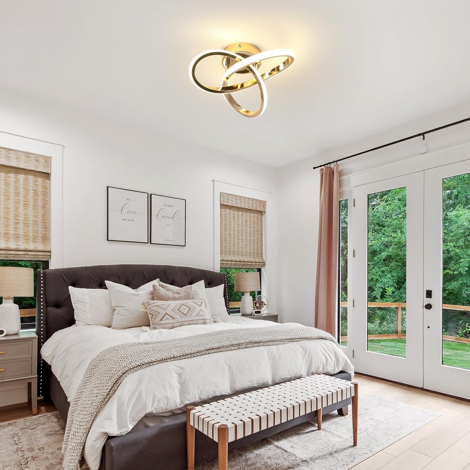 Ceiling Light - Gold Aluminium Frame, Natural Light