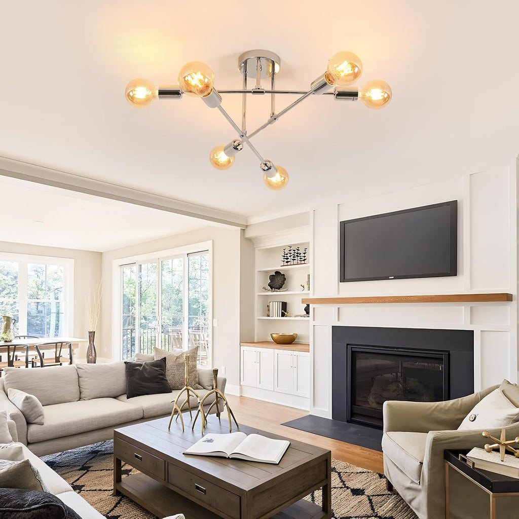 Ceiling Light - Chrome Metal Frame