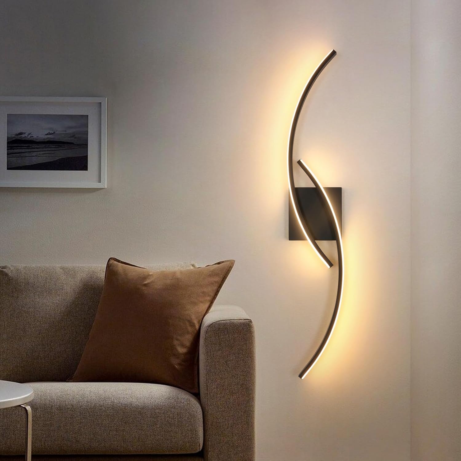 Wall Light - Black Aluminium Frame, Warm Light