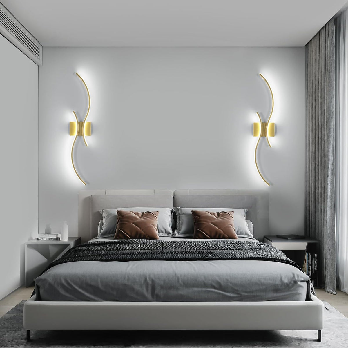Wall Light - Gold Aluminium Frame, White Light
