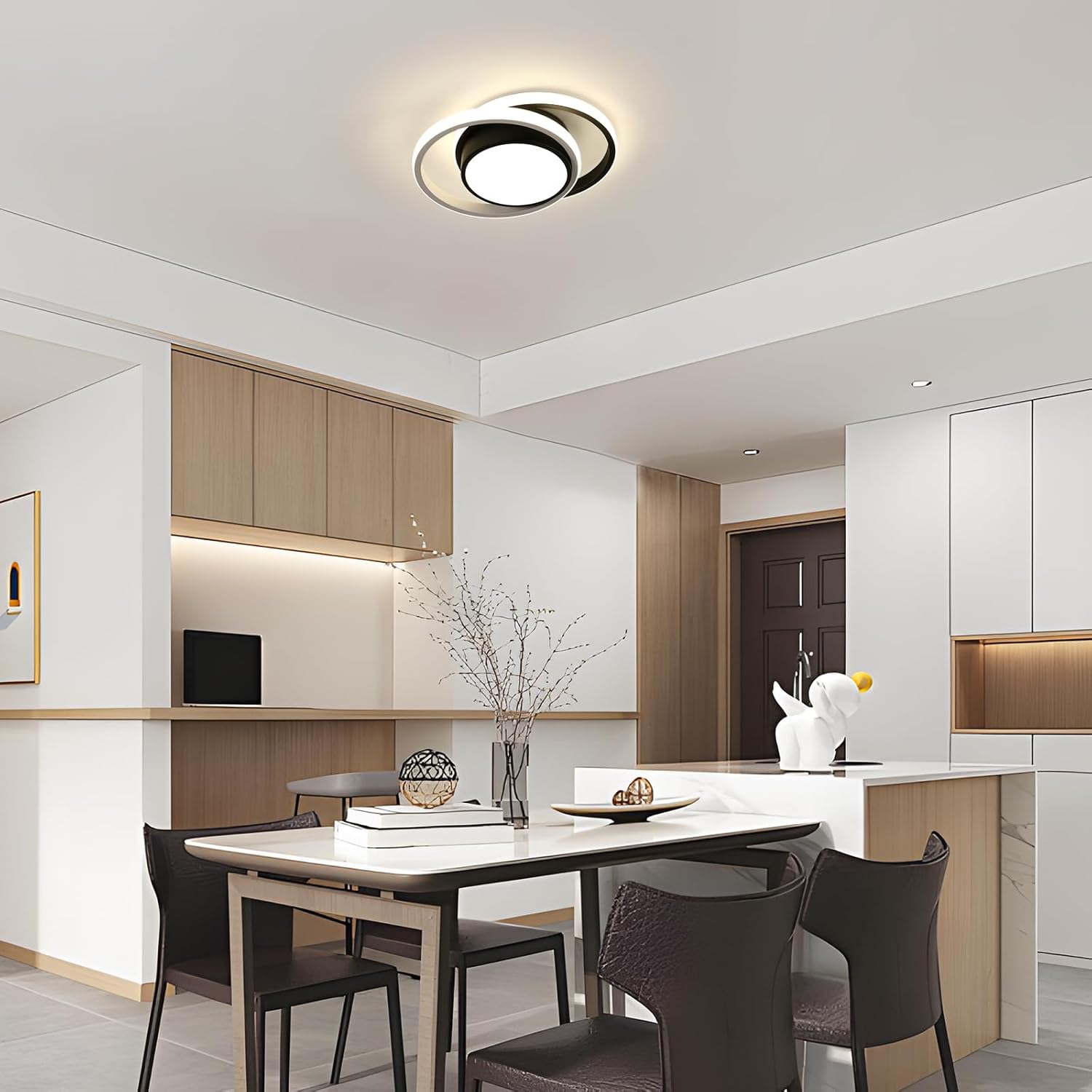 Ceiling Light - Black & White Aluminium Frame, Natural Light