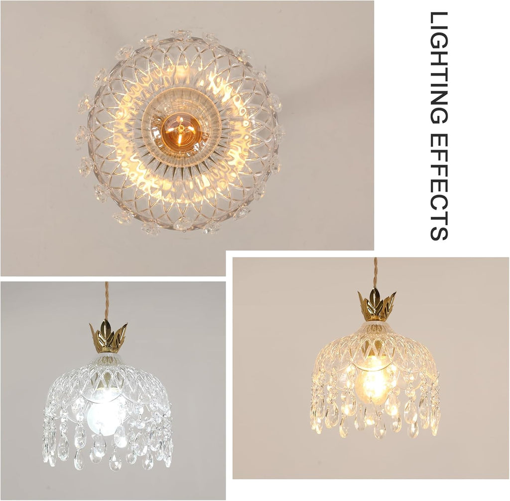 Kronleuchter - Goldglasrahmen, warmes Licht