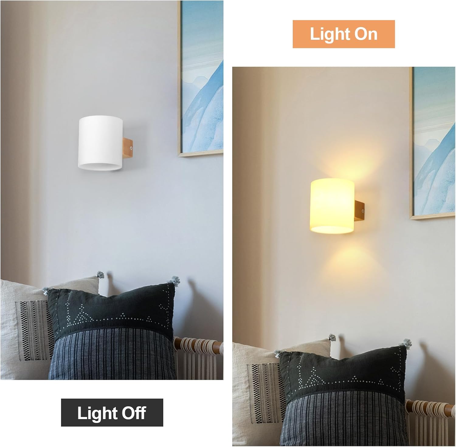 Wall Light - Wood Glass Frame, Tunable