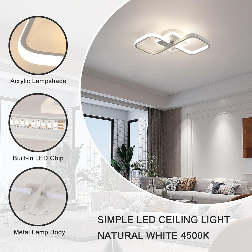 Ceiling Light - White Acrylic Frame, Natural Light